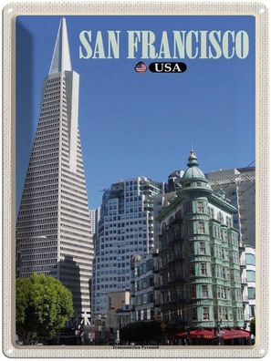 Blechschild 30x40 cm - San Francisco Usa Transamerica Pyramid