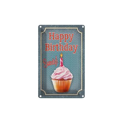 Blechschild 18x12 cm - Happy Birthday Sweety! Kerze
