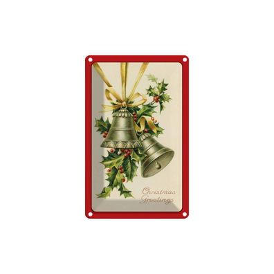 Blechschild 18x12 cm - Weihnachtszweig Glocke Christmas