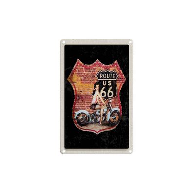 Blechschild 18x12 cm - Usa Amerika Route Us 66 Motorrad Frau