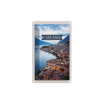 Blechschild 18x12 cm - Gardasee Italien Aussicht Stadt See