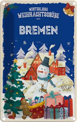 vianmo Blechschild 20x30 cm Weihnachtsgrüße aus BREMEN