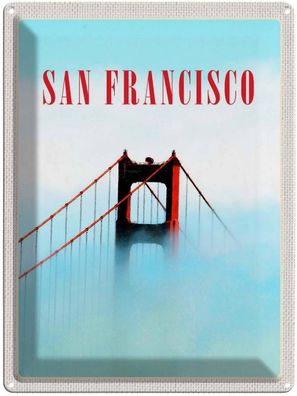 Blechschild 30x40 cm - San Francisco Brücke Himmel Blau