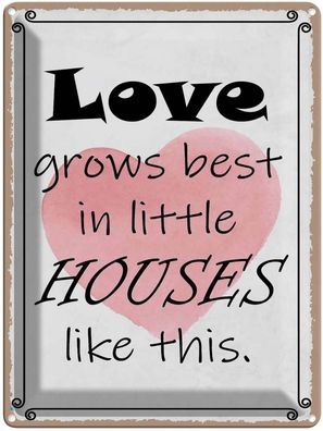 Blechschild 30x40 cm - Love Grows Best In Little Houses