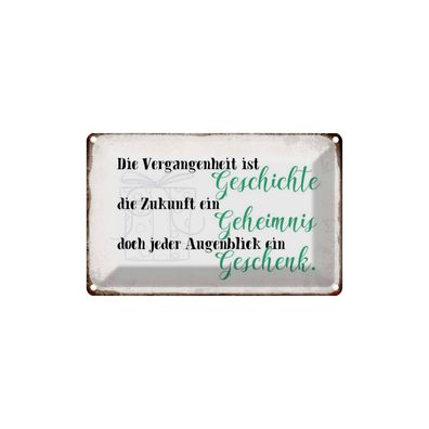 vianmo Blechschild Spruch 18x12 cm Vergangenheit Zukunft Augenblick