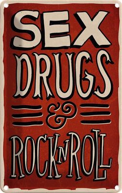 vianmo Blechschild 20x30 cm gewölbt Dekoration Sex drugs Rock n Roll