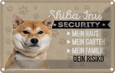 Blechschild 20x30 cm - Shiba Inu Security Dein Risiko