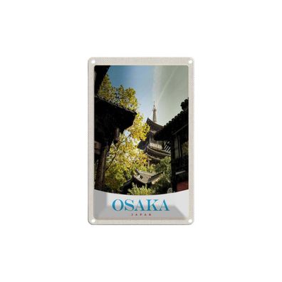 Blechschild 18x12 cm - Osaka Japan Asien Häuser Stadt