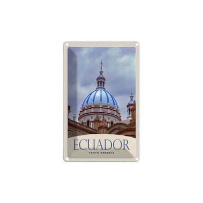 Blechschild 18x12 cm - Ecuador Süd Amerika Kirche Stadt