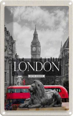 Blechschild 20x30 cm - London England Big-Ben Schwarz Weiß