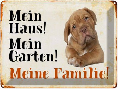 Blechschild 30x40 cm - Hund Beagle Mein Haus Garten Familie