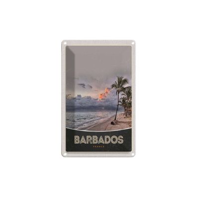 Blechschild 18x12 cm - Barbados Strand Meer Unwetter