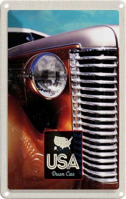 Blechschild 20x30 cm - Usa Amerika Auto Braun Oldtimer