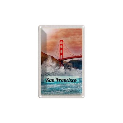 Blechschild 18x12 cm - San Francisco Wellen Meer Brücke