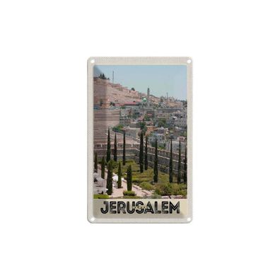 Blechschild 18x12 cm - Jerusalem Israel Stadt Garten