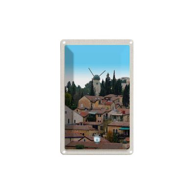 Blechschild 18x12 cm - Israel Stadt Windmühle Natur