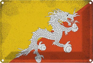 vianmo Blechschild Wandschild 20x30 cm Bhutan Fahne Flagge