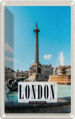 Blechschild 20x30 cm - London Uk Brunnen Trafalgar Square