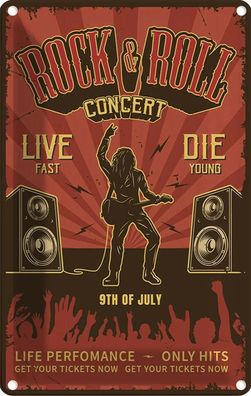 Blechschild 20x30 cm - Rock&Roll Concert Live 9th July