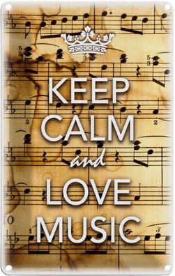 Blechschild 20x30 cm - Keep Calm And Love Music