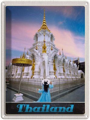 Blechschild 30x40 cm - Thailand Wait Traimit Golden Kloster