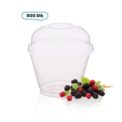 SET: Cups, klare Becher 225ml + Deckel ohne Loch - 800 Stück, transparentes recycelt