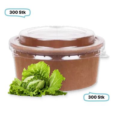 SET: Salatboxen Salatschalen braun 750ml + RPET Deckel, 300 Stück, to go, take away,