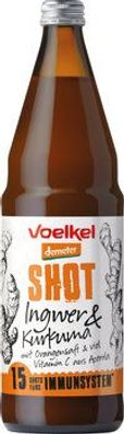 Voelkel 6x Shot Ingwer & Kurkuma mit Orangesaft und viel Vitamin C aus Acerola 0,75l