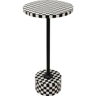 KARE Design Beistelltisch Domero Chess Schwarz Weiß Ø25cm 86569