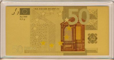 Goldbarren - 0,5 gr 50 Euro Note Motivbarren in Farbe