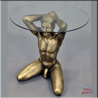 Beistelltisch Couchtisch Glastisch Kaffeetisch Erotik Glas Mann Modern Design