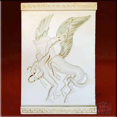 Relief Wandrelief 3D Wandbild Pegasus Flachrelief Bild Antik Skulptur Kunstharz