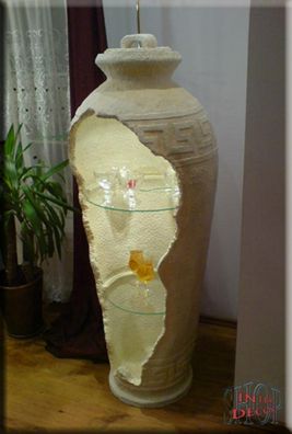 Regal Vitrine Amphore Eckvitrine Bar Rundregal Griechische Vase Kunstharz 156 cm