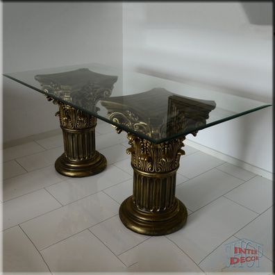 Esstisch Tisch Säulen Wohnzimmertisch Glastisch Griechischer Design Glas 160 cm