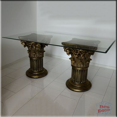 Esstisch Wohnzimmertisch Säulen Tisch Griechischer Glastisch Design Glas 180 cm