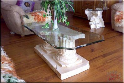 Couchtisch Glas Glastisch Wohnzimmertisch Tisch Akropolis Design Antik Kunstharz