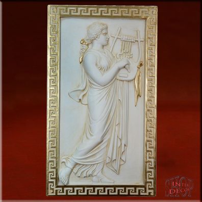 Relief Wandrelief 3D Wandbild Terpsichore Muse Flachrelief Skulptur Stuckgips