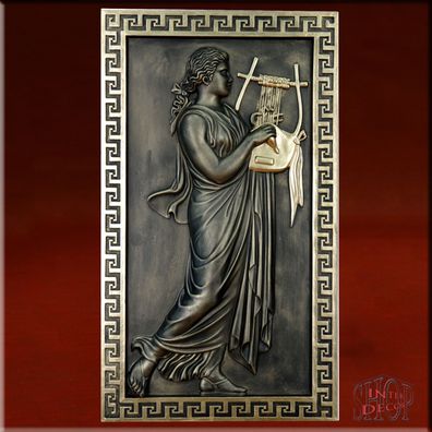 Wandrelief Relief 3D Wandbild Terpsichore Muse Flachrelief Skulptur Kunstharz