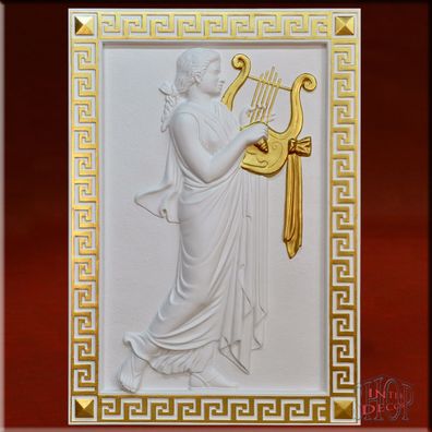 Relief Wandrelief Wandbild 3D Terpsichore XL Muse Flachrelief Skulptur Stuckgips