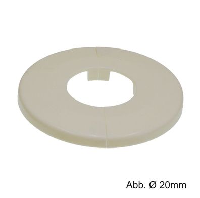 Klapprosetten weiß, außen Ø 65 mm x h 6,5 mm, (DN 20-3/4"), Ø 27 mm
