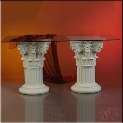 Tisch Esstisch Säulen Wohnzimmertisch Griechischer Glastisch Design Glas 160 cm