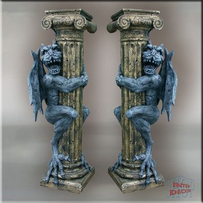 Säulen Gergelys Dragon 2 SET Drachen Fantasy Gothic Drachengeschöpf Kunstharz