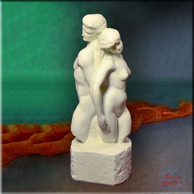 Statue Figur Antike Adam Eva Skulptur Erotik Biblisch Natur Akt Stuckgips