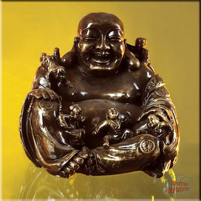 Statue Figur Dekofigur Antike Glücksbringer lachender Buddha Feng Shui Kunstharz