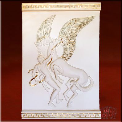 Wandrelief Relief 3D Wandbild Pegasus Flachrelief Bild Antik Skulptur Stuckgips