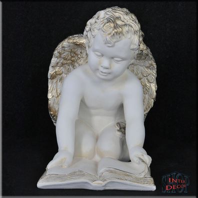 Engel mit Buch Liebesengel Amor Figur Skulptur Schutzengel Geschenk Kunstharz
