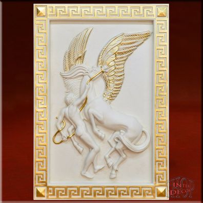 Relief Wandrelief 3D Wandbild Pegasus Bild Flachrelief Antik Skulptur Kunstharz