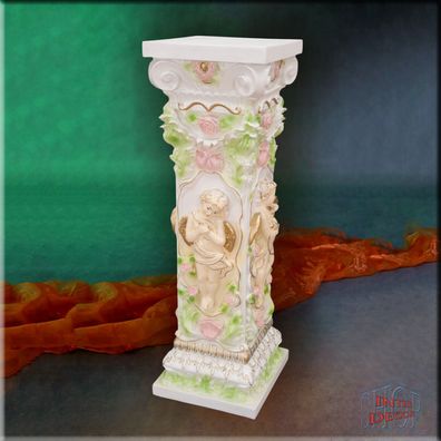 Säule mit Engel Dekosäule Barock Amor Blumensäule Antike Marmor Kunstharz 100cm