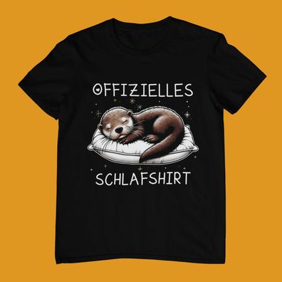 Pyjama Offizielles Schlafshirt Otter Geschenkidee T-Shirt Schlafanzug Unisex