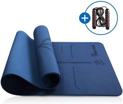 Yogamatte Fitnessmatte mit Springseil Rutschfest Sportmatte 183x61x0,6cm